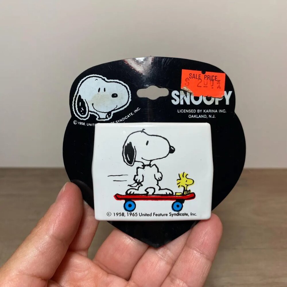 Snoopy Hair Clip Barrette Made in France Woodstock Skateboarding Peanuts
